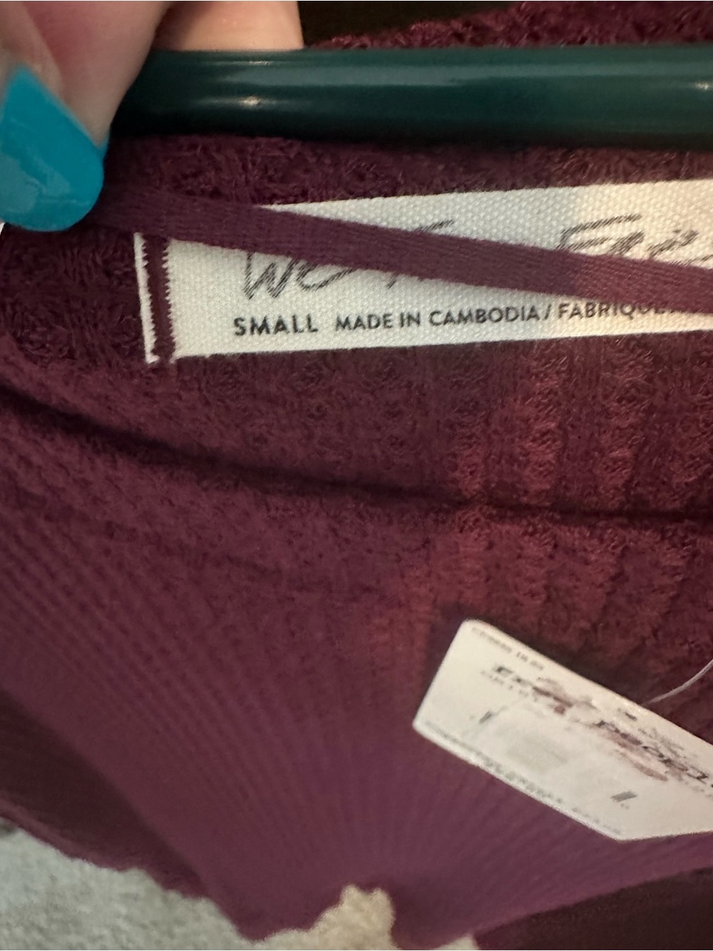 Free People Women’s Small Ribbed V-Neck Sweater - Burgundy